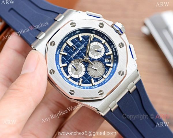 New Copy Audemars Piguet Royal Oak Chronograph Watches Rose Gold and Blue 1