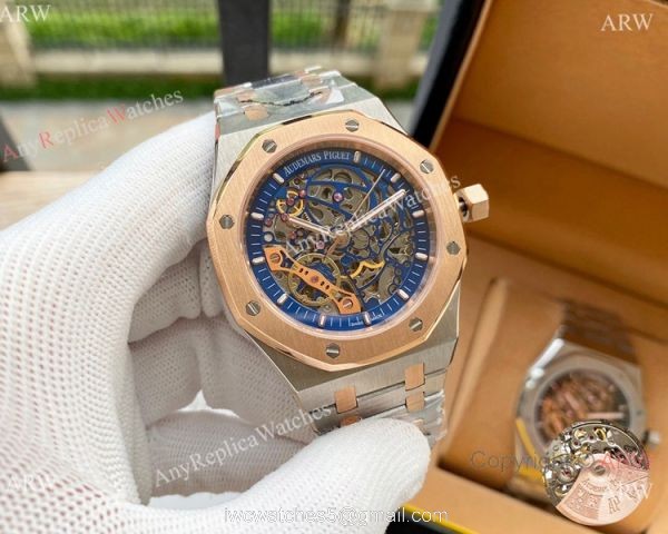 Replica Audemars Piguet Skeleton Royal Oak Watches Two Tone Rose Gold 1