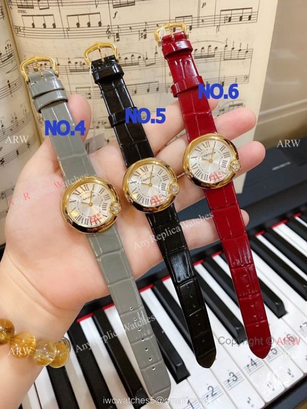 New Copy Cartier Ballon Blanc de Lady Watches Diamond Bezel Leather Strap 1