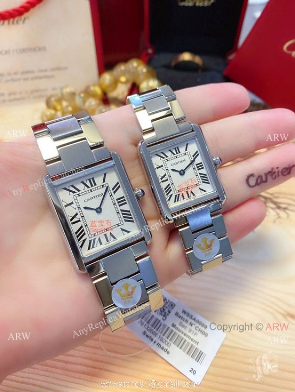 NEW! Replica Cartier Tank Solo Yellow Gold Couple Watches Quartz 1