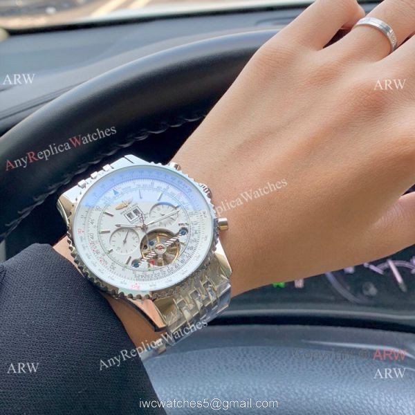 Copy Breitling Navitimer Tourbillon Steel Automatic Men Watch White Dial 1