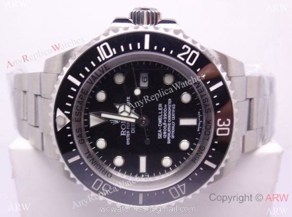 NEW UPGRADED SS Black Dial Black Ceramic Bezel Replica Rolex Deepsea SEA-DWELLER Watch 1