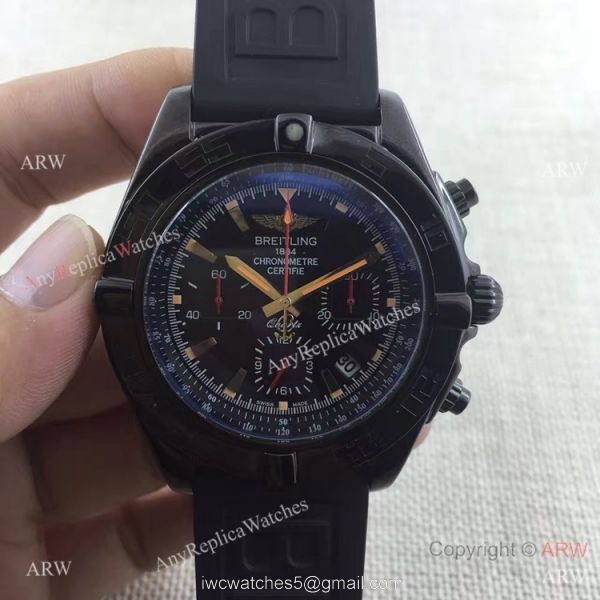 Copy Breitling Chronomat B01 Black Case RUBBER Strap Men Watch 1