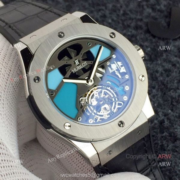 Replica Hublot Classic Fusion Squelette Tourbillon All Black Watches 1