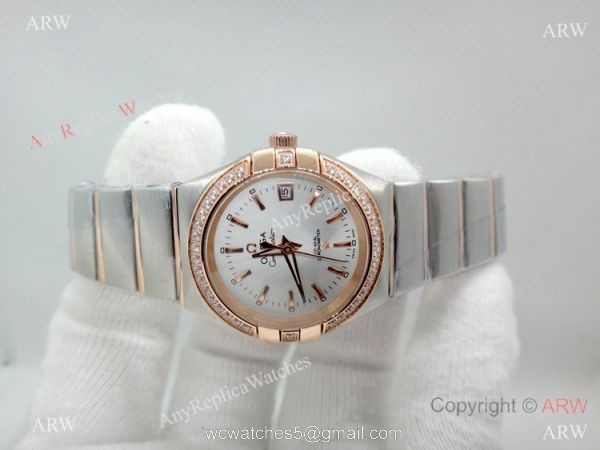 Women Omega Double Eagle 2-Tone Rose Gold Diamond Watch High Quality Replica Watches China 1