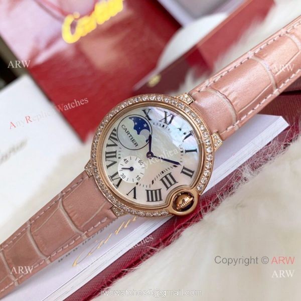 Copy Cartier Ballon Bleu quartz 36mm Watch White CeramicRose Gold Case 1