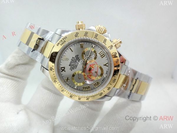 High Quality Copy Rolex Daytona Two Tone Gray Roman Watch 40mm 1