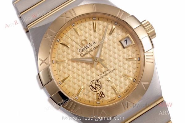 (VS) Swiss Replica Omega Constellation Gold Face Mens Watch New Dial 1