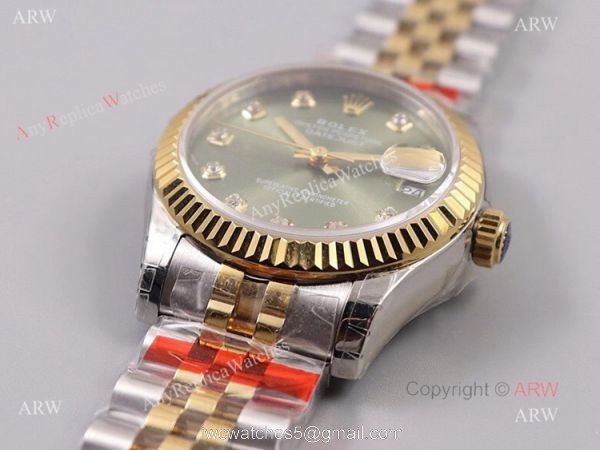 (TWF) Green Dial Rolex Datejust Jubilee Bracelet Swiss Replica Watches 31mm 1