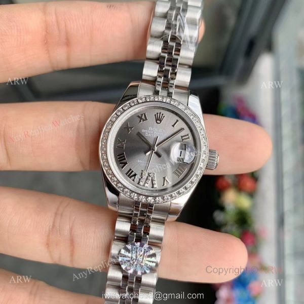 Swiss Quality Replica Rolex Datejust Rhodium Dial With Diamonds Ladies Watch 28mm 1