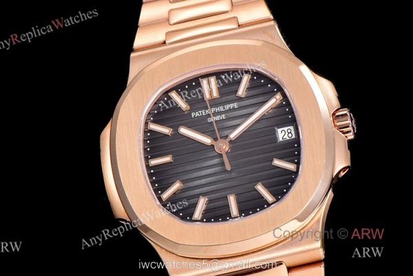 (GR) V2 Version 5711 Patek Philippe Nautilus Rose Gold Grey Dial Swiss Clone Watches 1