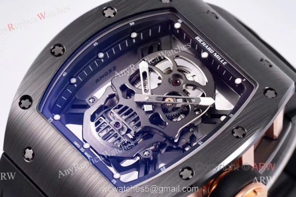 Best Replica All Black Richard Mille RM 052-01 Skull Watches With Black Ceramic Bezel 1