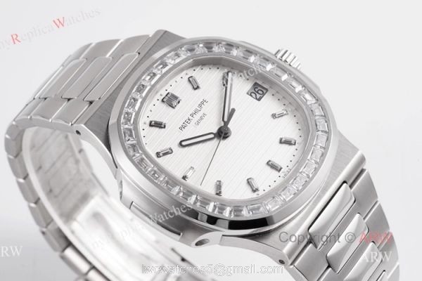 (PPF) V4 Version Best Replica Patek Philippe Diamond Watch With White Dial Diamond Markers 1