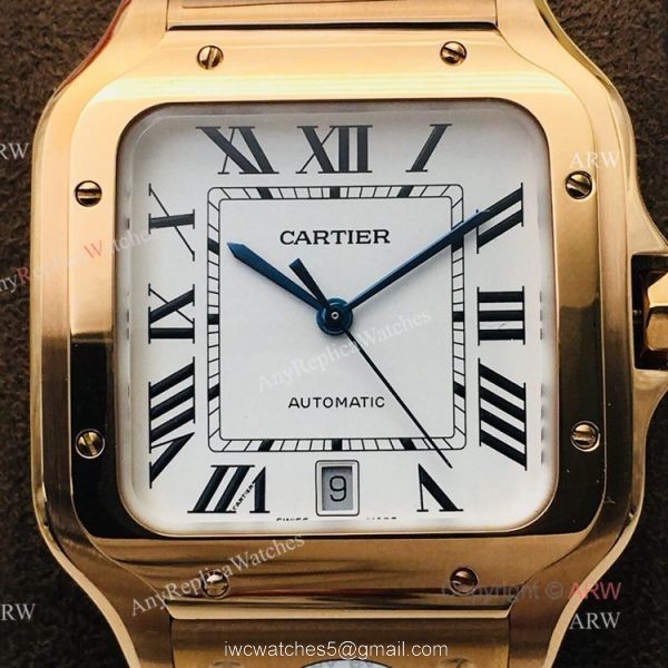 1:1 Copy BV Factory Replica Cartier Santos Rose Gold Watches With SmartLink QuickSwitch Band 1