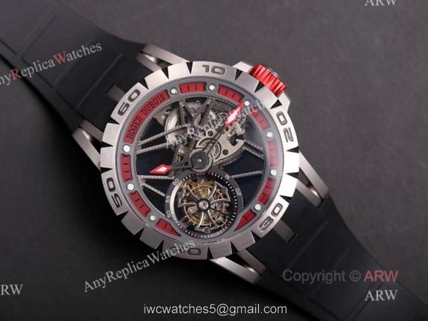 Fake Roger Dubuis Excalibur Spider Skeleton Flying Tourbillon Mens Watch 1