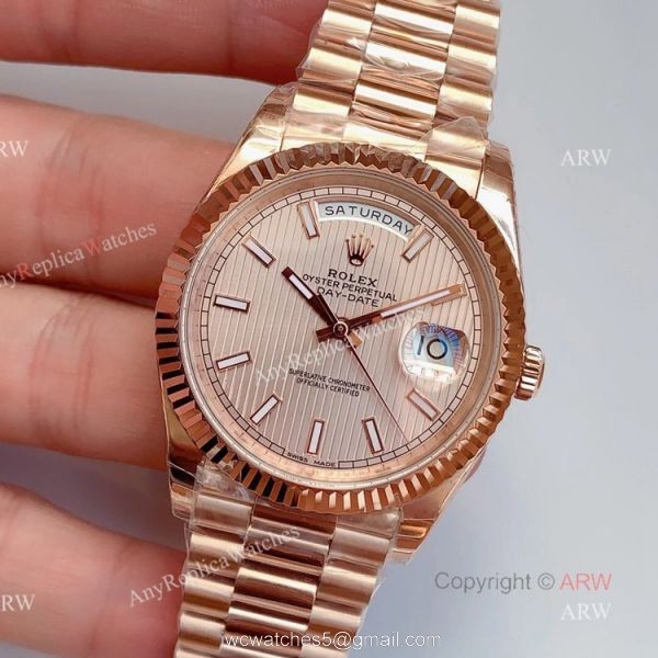 AAA Grade Replica Noob Rolex Day Date Rose Gold Swiss 3255 Automatic Watch 1