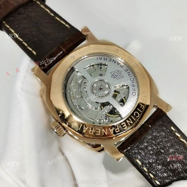 Copy Panerai Radiomir Rose Gold Brown Leather Strap Watch 1