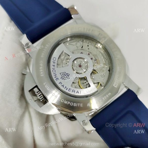 New arrival Panerai Luminor GMT PAM 01033 Blue Rubber Strap Watch 1