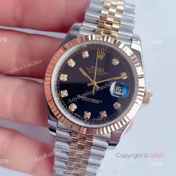 (Noob) Best 41mm Rolex Datejust Black Dial With Diamonds Jubilee Bracelet Swiss Replica Watch 1