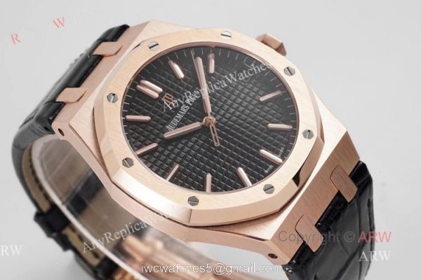 BF Factory Audemars Piguet Royal Oak 41mm Rose Gold Leather Strap Watch AAA Replica 1