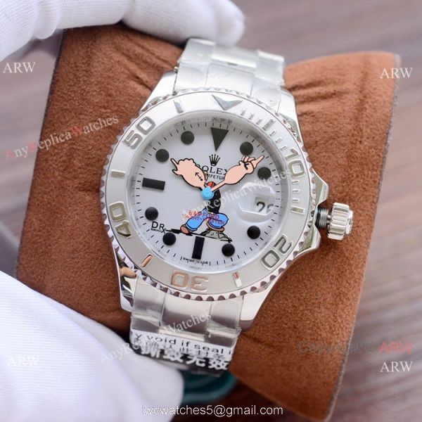 New Copy Rolex Popeye Yachtmaster Stainless Steel Watch Bamford Wrist 1