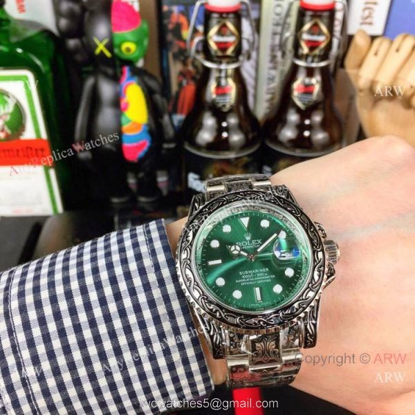 Best Replica Rolex Blue Face Submariner Engraving Blue Dial Watches 1