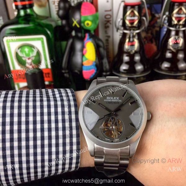 Best Replica Rolex Label Noir Tourbillon Watches Stainless Steel 1
