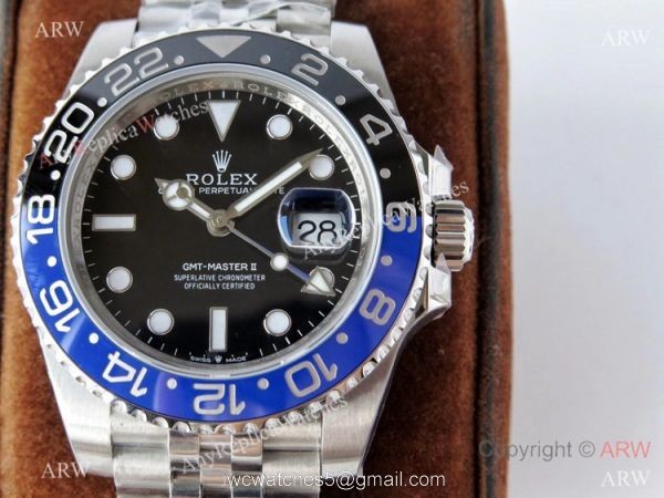 VR-Factory Swiss 3186 Rolex GMT-Master II Batman Jubilee Watch 126710blnr 1