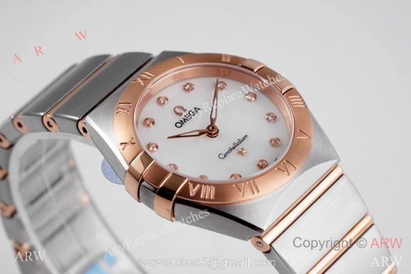 NEW! Swiss Copy Omega Constellation 28mm Quartz Watch 2-Tone Rose Gold 1