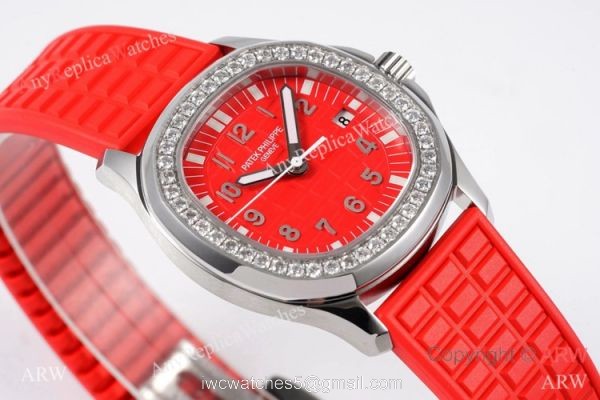 PPF Swiss Copy Patek Philippe Aquanaut Luce Quartz Watch Red Dial 1