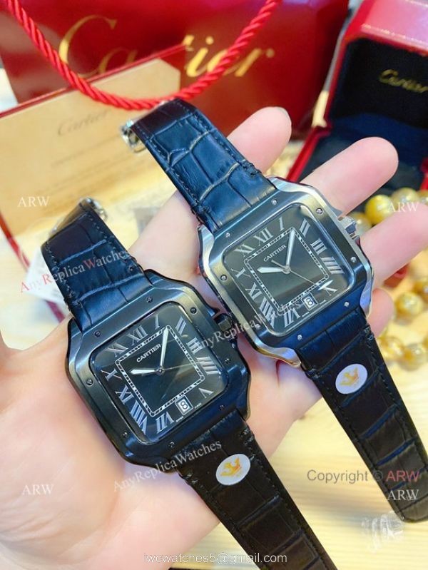 2020 NEW! Copy Cartier Santos de Large Quartz Watch Grey Dial 1