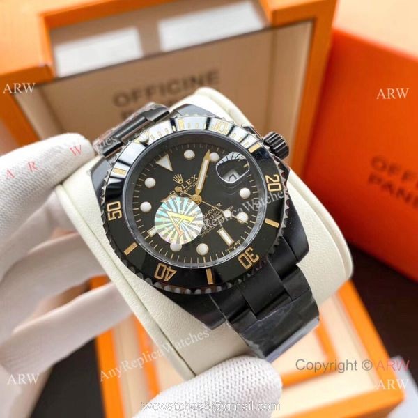 Copy Rolex Submariner Black Steel Green Dial Watch Low Price 1