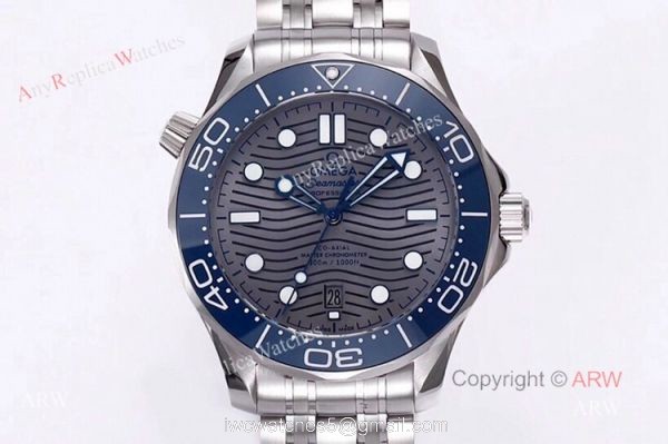 VS Factory Omega Seamaster Diver 300m Grey Wave Dial Omega 8800 Movement Watch Replica 1