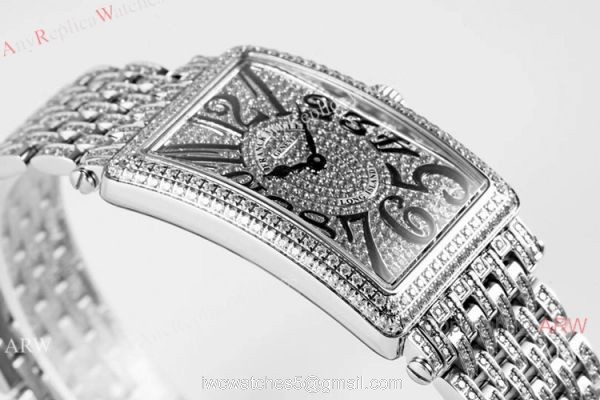 New! Iced Out Franck Muller Long Island Replica Watch Swiss Quartz 1