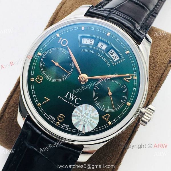 Swiss Grade 1 IWC Portuguese Annual Calendar Olive Green Watch YL Factory v2 Version 1