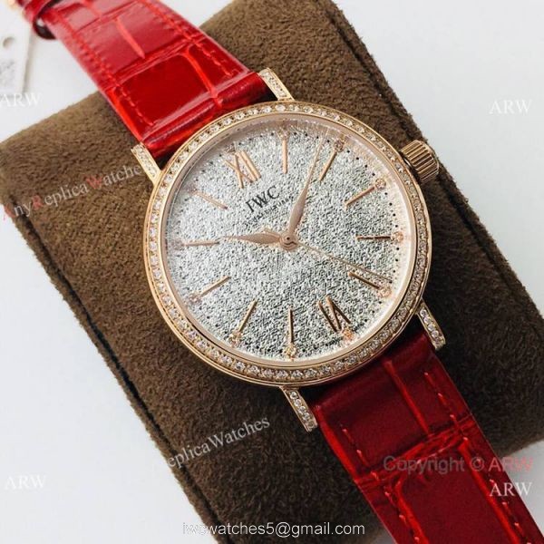 Swiss Copy IWC Portofino Rose Gold Diamond Bezel Lady Watch 1