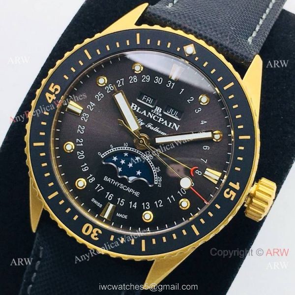 2020 New! Swiss Copy Blancpain Fifty Fathoms Bathyscaphe 5054 Watch Black Moon Dial 1