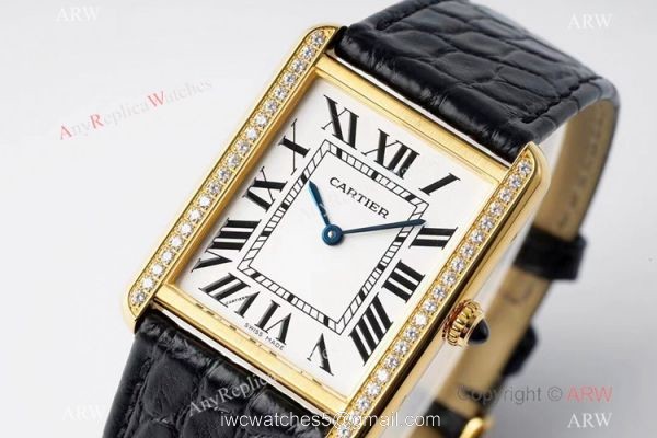 New! AF Factory Cartier Tank Solo Replica Watch Gold and Diamond 1