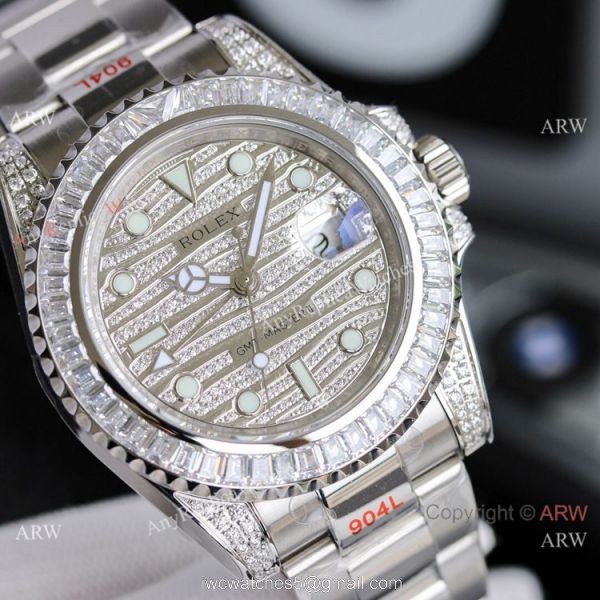 JH Factory Swiss Rolex GMT-Master II 116758 Watch Diamond Dial Stainless Steel 1