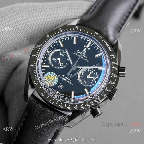 JH Omega Speedmaster Chronograph Swiss 9300 Watch Black Ceramic 1