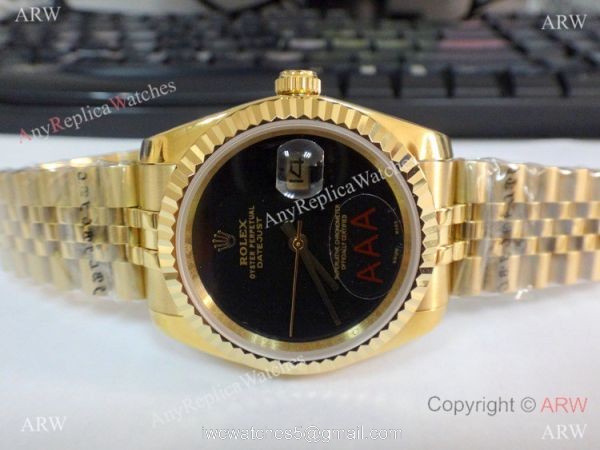 New Copy Rolex Datejust Onyx Dial Yellow Gold Jubilee Watch 36mm 1