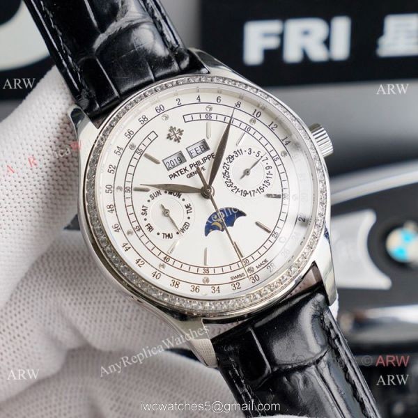 Swiss Replica Patek Philippe Geneve Base 1000 Watch with Diamond Bezel 40mm 1