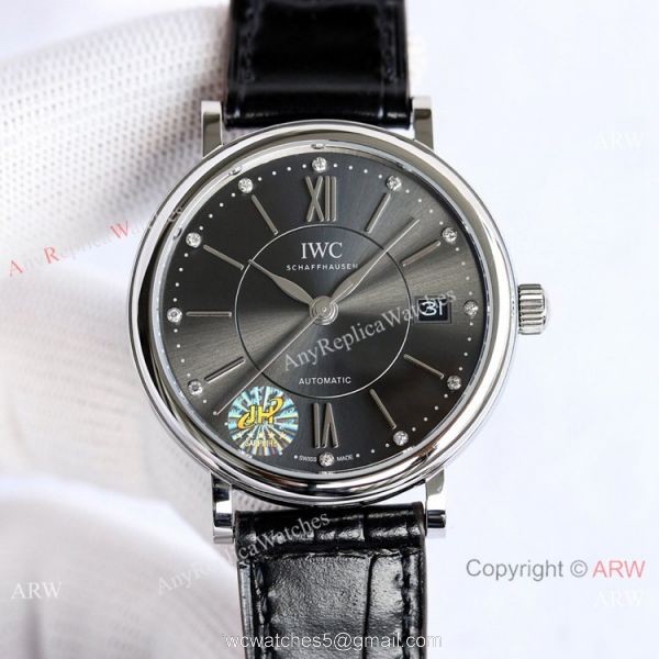 Swiss Replica IWC Portofino Stainless Steel Rhodium Dial Watch 37mm 1