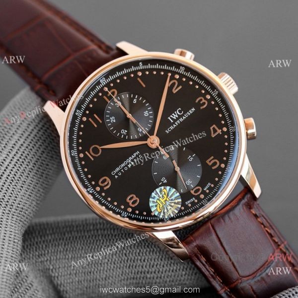 AAA Replica IWC Portuguese Rose Gold White Watches Swiss 7750 Chronograph 1