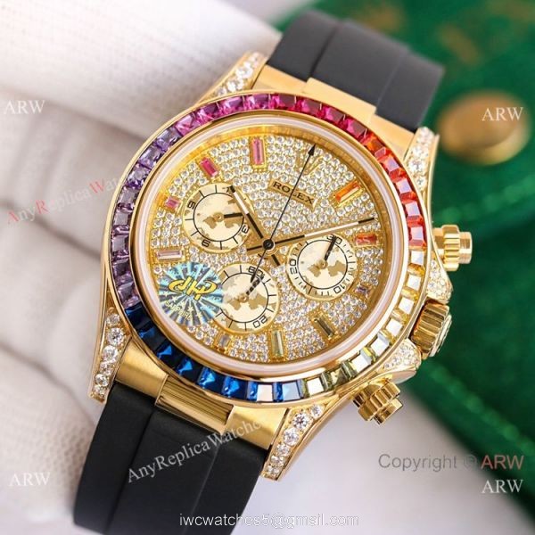 Swiss Replica Rolex Daytona Iced Out Diamond Dial Watch Swiss 7750 Movement 1