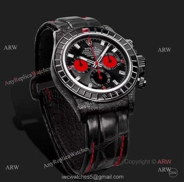 High Quality Replica Rolex Daytona Rainbow Black Carbon Swiss Quartz Watch 1
