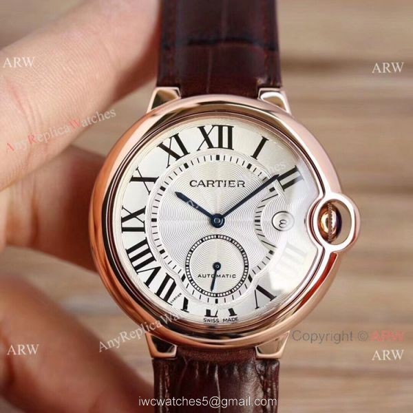Swiss Fake Cartier Ballon Bleu 42mm XL Watch Rose Gold Diamond Case 1