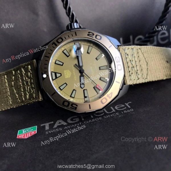 2020 Swiss Replica Tag Heuer Aquaracer Calibre 5 Watch Military Green Nato Strap 1