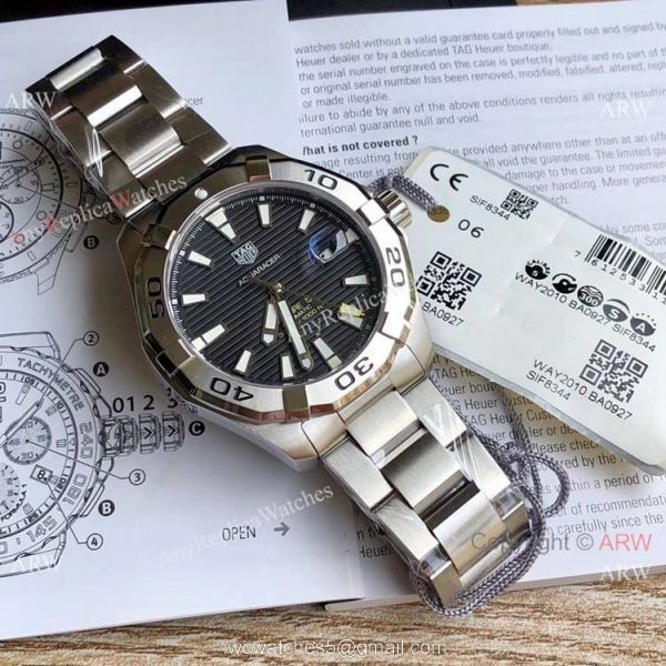 Super Clone Tag Heuer Aquaracer Calibre 5 Watch SS Black Dial Swiss Automatic 1