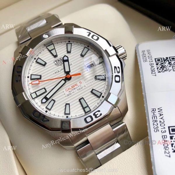 Swiss Clone TagHeuer Aquaracer Calibre 5 Watch White Dial Automatic 1